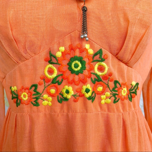 SOLD Vintage🌼70s Tangerine Dream Prairie Dress - Picture 4 of 7